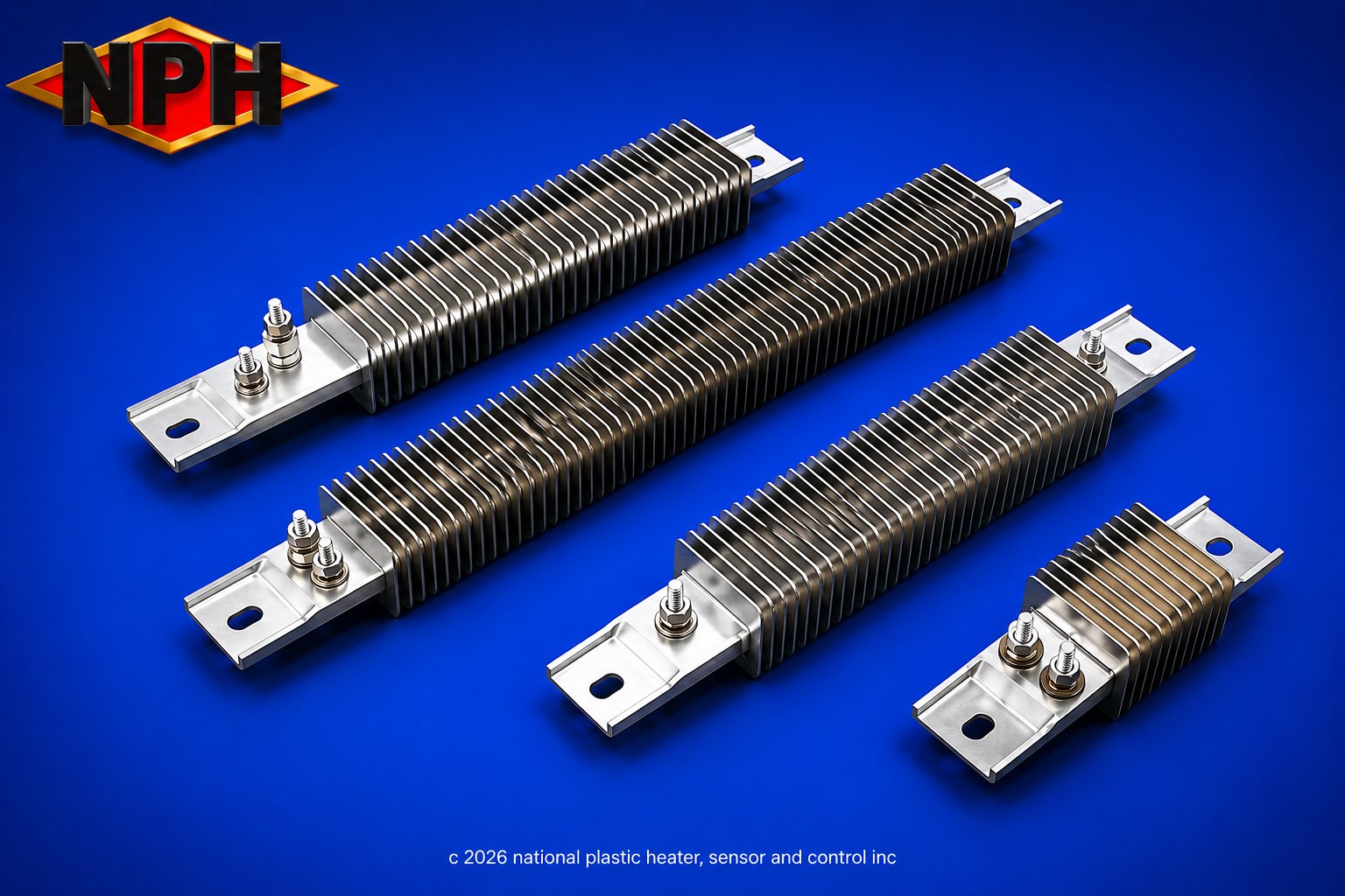 Finned Channel Strip Heaters with Vasrious Post Terminal Options